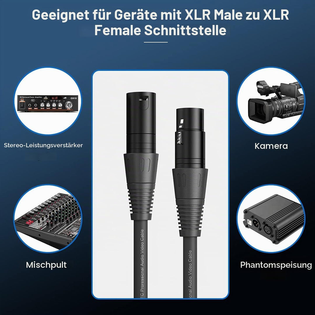 NUOSIYA XLR Kabel 6m 2Pack Symmetrisches Mikrofonkabel, XLR-Stecker auf Buchse, Verlängerungskabel f