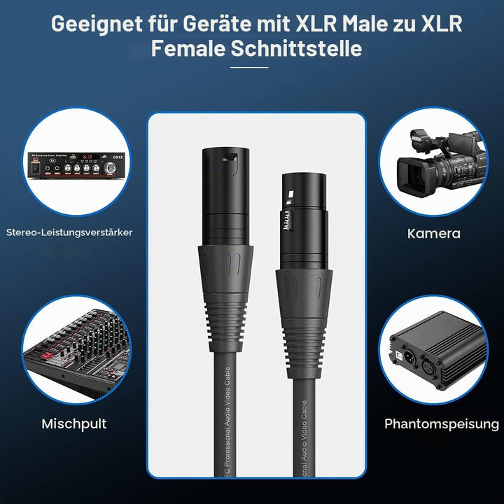NUOSIYA XLR Kabel 6m 2Pack Symmetrisches Mikrofonkabel, XLR-Stecker auf Buchse, Verlängerungskabel f