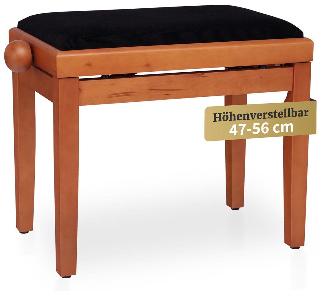Classic Cantabile Pianobank Buche-matt (Höhenverstellbar von 47-56cm, Spindelmechanik, Sitzfläche 55