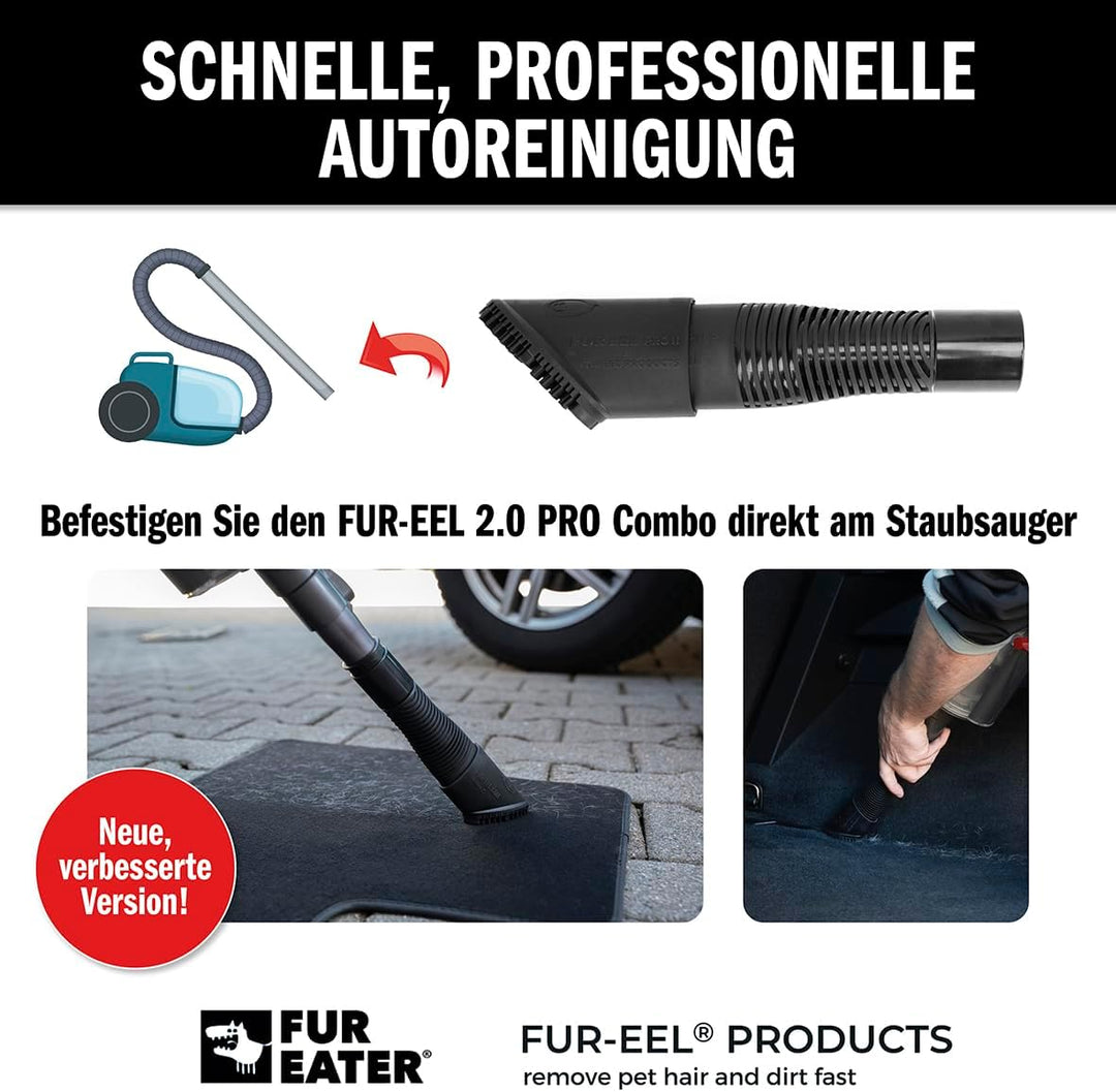 Tierhaarentferner PRO 2.0 Combo | Staubsauger Tierhaar Aufsatz für Auto & Zuhause | Entfernt Hunde-