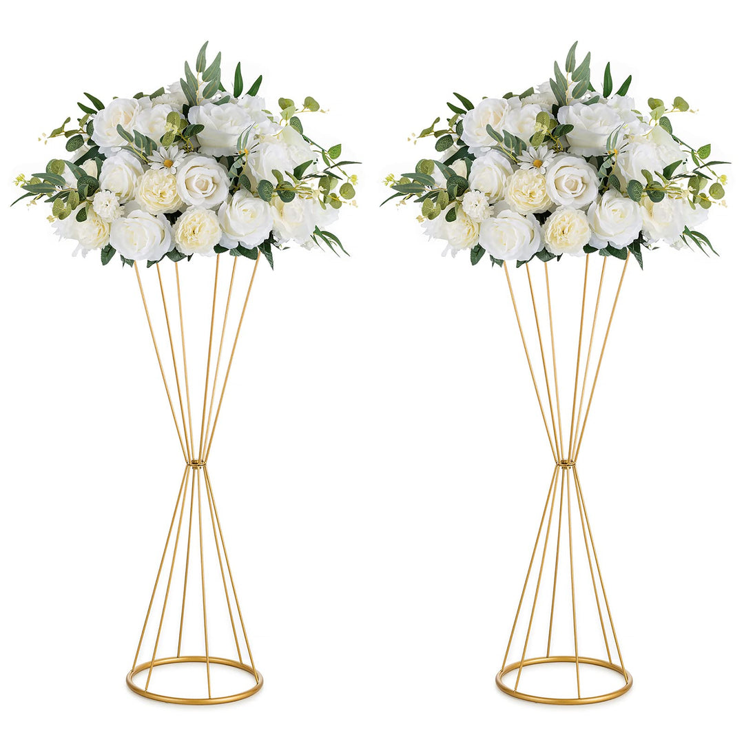 NUPTIO Gold Hochzeit Tafelaufsätze für Tische: 68cm Hoch Metall Blume Trompete Vase 2 Stück Blume St