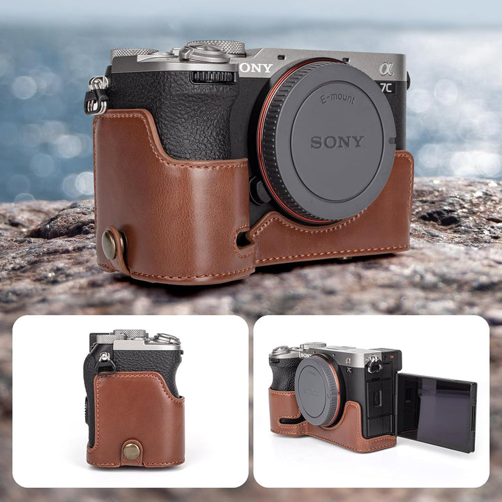 MUZIRI KINOKOO Sony A7C II Tasche, Retro-PU-Leder-Schutzhülle für Sony A7C2/A7C II/Alpha 7C II Kamer