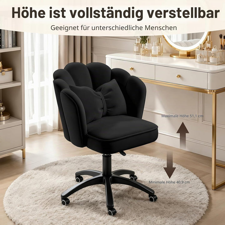 Vanity Sessel Velvet Petal Schreibtischstuhl - Moderner Polstersessel mit Rückenlehne und Steppung,