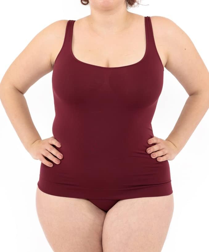 LEELA LAB Unterhemd Damen Grosse Grössen, Tank Top Basic Line, Dünne Träger und Bruststütze, mit Nah