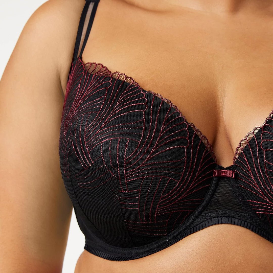 Gossard Damen Plunge-BH 80C Schwarz / Rot, 80C Schwarz / Rot