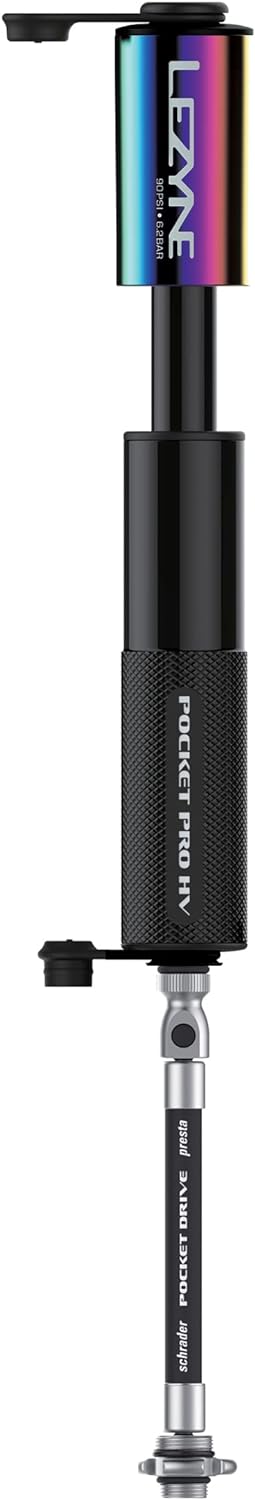 Lezyne Minipumpe CNC Pocket Drive Pro HV Neo Metallic/schwarz-glänzend 90PSI, 14,4cm