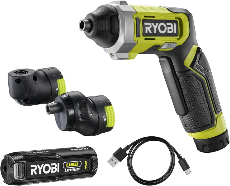RYOBI 4 V USB-LITHIUM ERGO Akku-Schrauber RSD4-120TA2, inkl. 1 x 4 V 2,0 Ah Akku, USB-C Ladekabel un