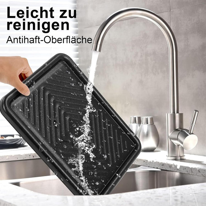 Raclette 8 Personen - Raclette Grill Antihaft Beschichtung Grillpfanne mit 8 Mini Raclette Pfännchen