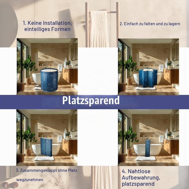 80×65 cm Faltbare Einweichbadewanne für Erwachsene, Mit Sitzkissen, Abflussrohr &amp; Aufbewahrungstasch