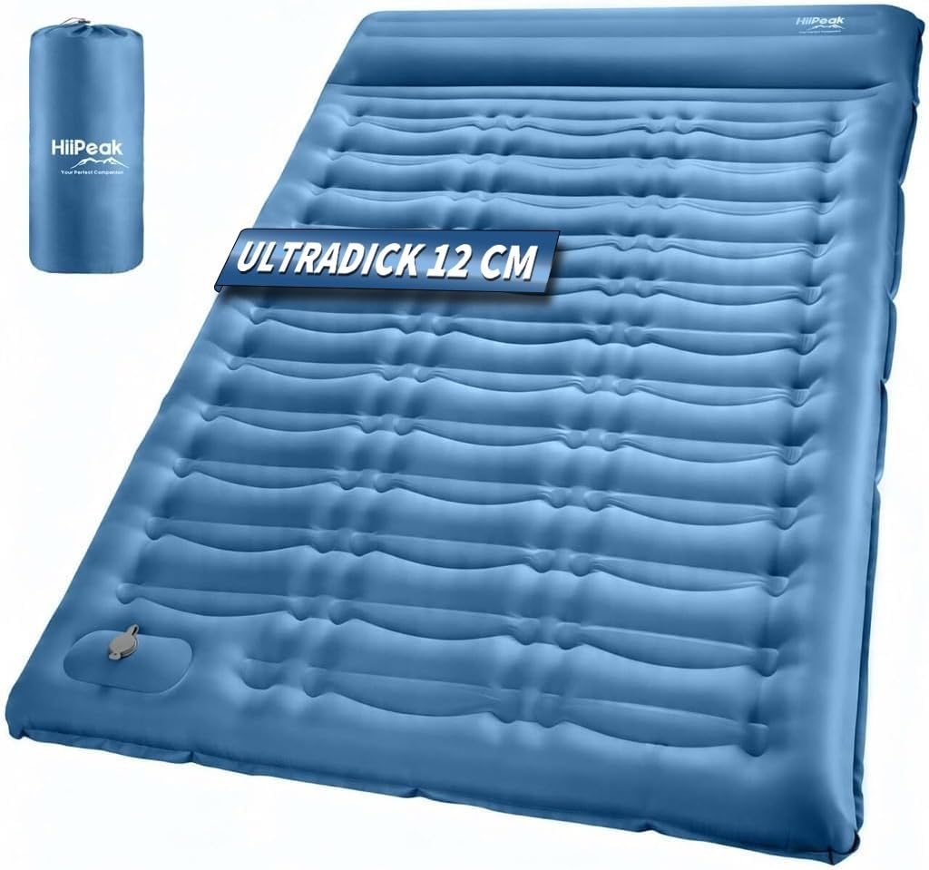 HiiPeak Ultraleichte Isomatte aufblasend - Luftmatratze Camping mit integrierter Fusspumpe &amp; Kissen,