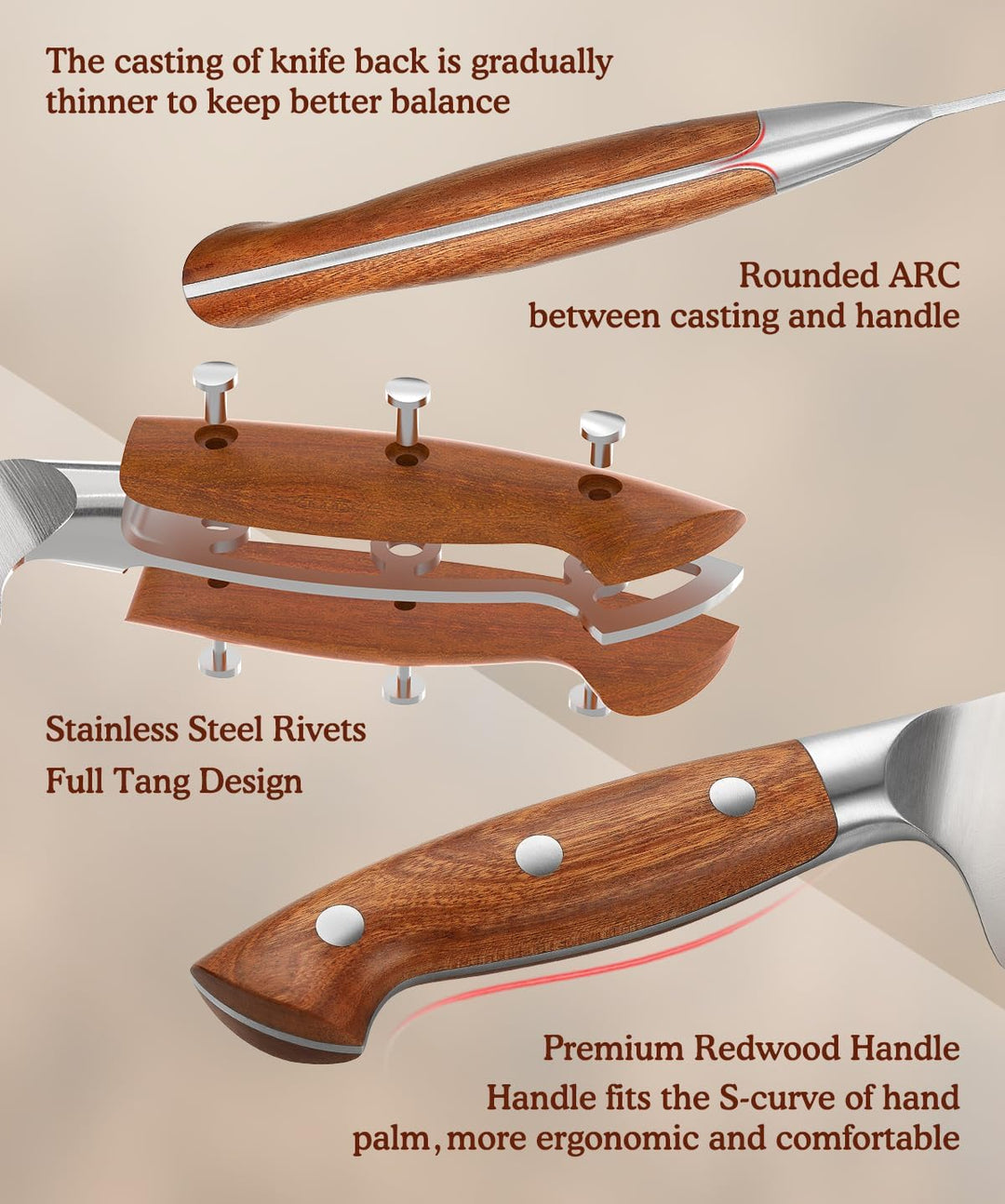 HEZHEN Ausbeinmesser German 1.4116 Stahl, Profi Filiermesser Fisch und Fleisch Küchenmesser，Ultrasch