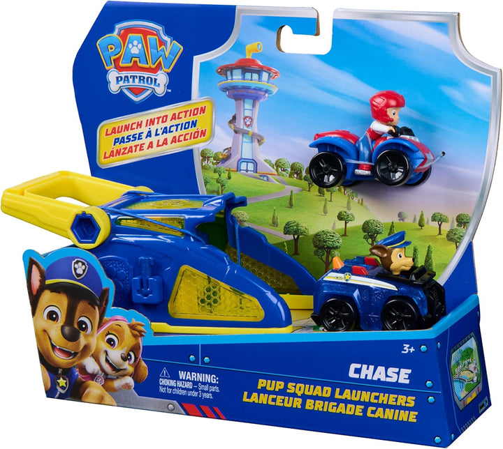 PAW PATROL – Pup Squad Launcher mit Chase & Ryder, 2 Mini Fahrzeuge (ca. 6,5cm) mit Launcher für ras