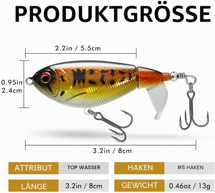 TRUSCEND Top Water Angelköder, Whopper Angelköder für Süsswasser oder Salzwasser, schwimmende Köder