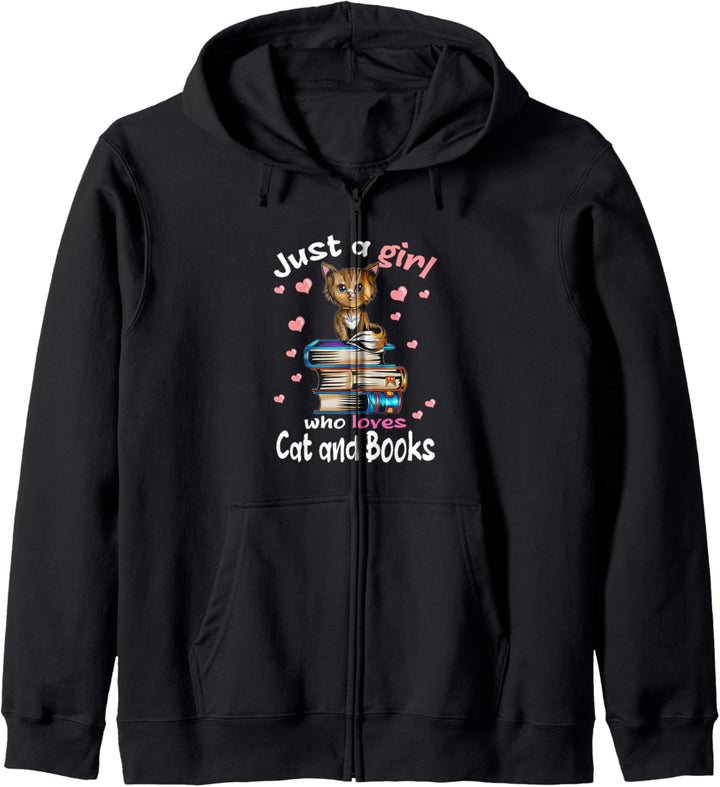 Just a Girl who loves Cat and Books Leseratte Katze Bücher Kapuzenjacke