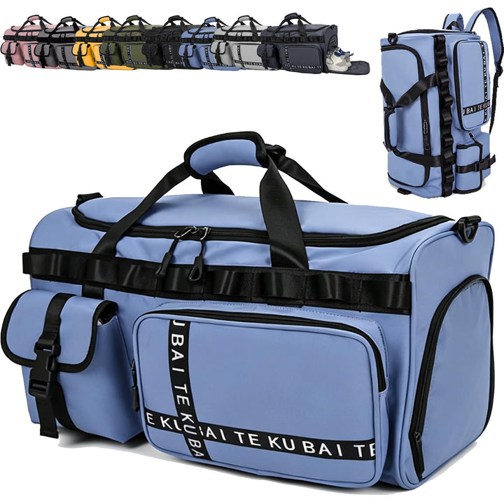 Reisetasche Damen Herren, 65L Wasserabweisende Sporttasche, Reise Tasche mit Schuhfach und Nassfach,