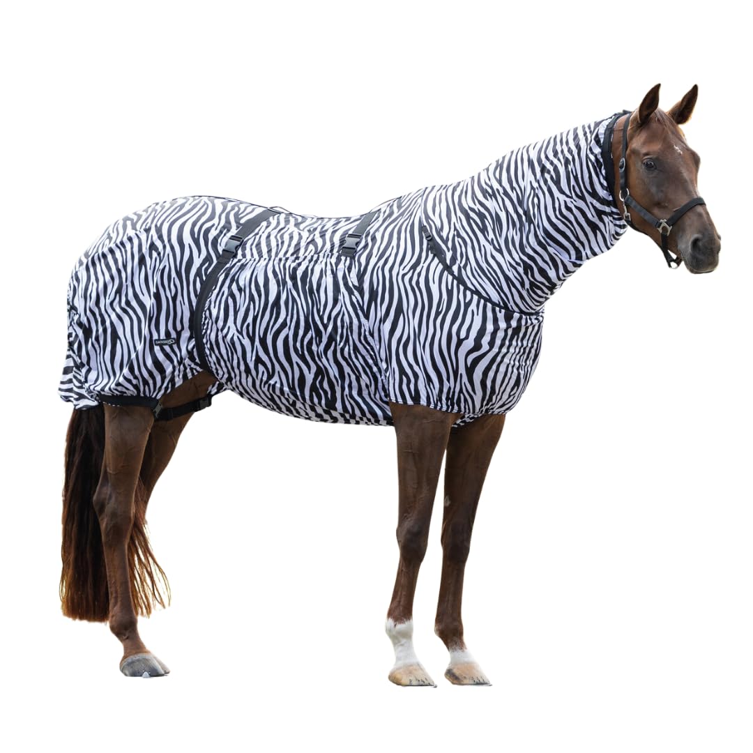 QHP Ekzemdecke mit Hals und abnehmbarem Bauchlatz (145 cm, Zebra) 145 cm zebra, 145 cm zebra
