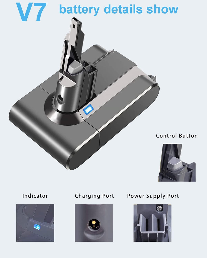 DTK Akku für Dyson V7 Staubsauger 21,6V Ersatzakku für V7, SV11, V7 Fluffy, V7 Extra, V7 Cord-Free,