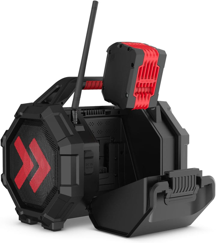 PerfectPro Baustellenradio ROCKTAGON 18V, DAB+ und UKW-Empfang, AUX-Eingang, USB Laden, Bluetooth 5.