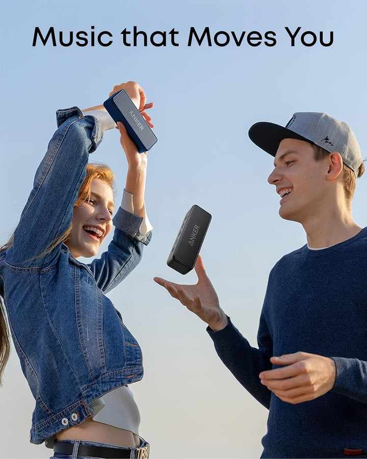 Anker SoundCore 2 Bluetooth Lautsprecher, Fantastischer Sound, Enormer Bass mit Dualen Bass-Treibern