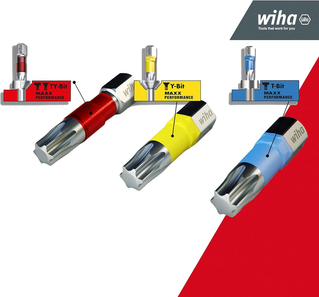 Wiha Bit Set BitBuddy I TY-Bit 29 mm I PH, PZ, TORX® 9-tlg. 1/4" C6,3 I magnetischer Bithalter I Imp