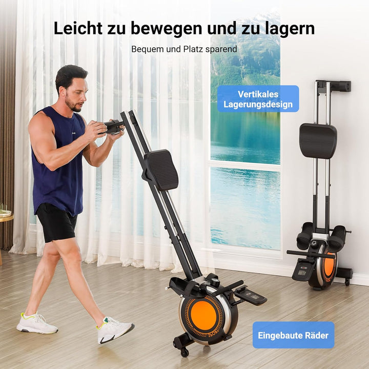 Dripex Rudergerät für Zuhause, Rudergeräte bis 160 kg Belastbar, Magnetisches Rudergerät mit 16 Wide