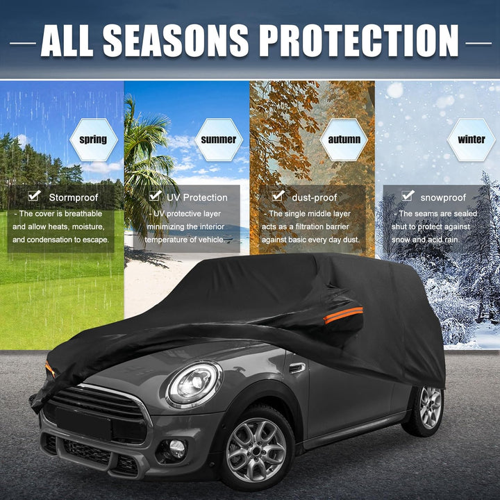 X AUTOHAUX Auto Abdeckung für Mini Cooper 2DR 2DR (2002-2021) Allwetter Wasserdicht UV Beständig Win