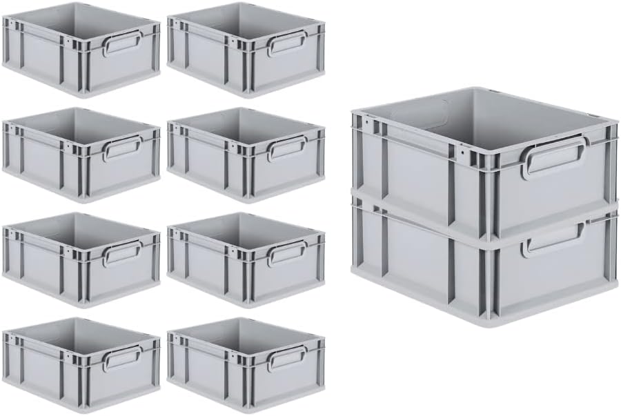 PROREGAL SuperSparSet 10x Eurobox NextGen Grip | HxBxT 17x30x40cm | Griffe geschlossen | Glatter Bod