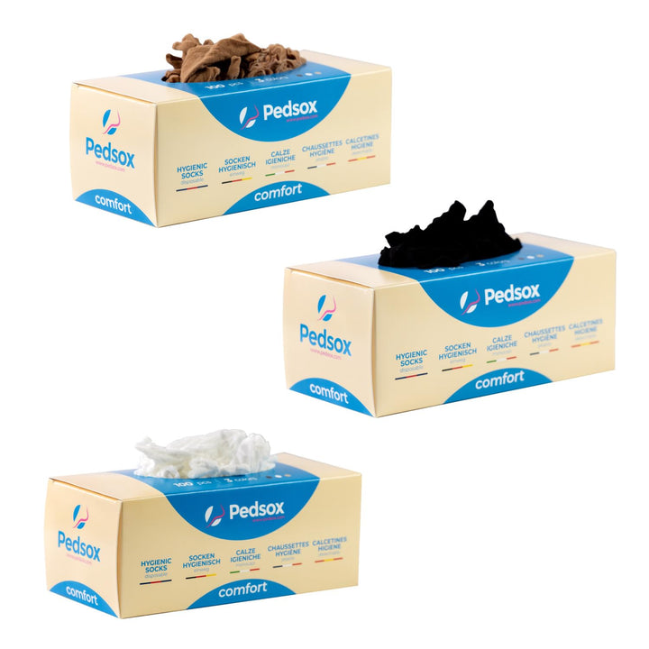 Pedsox Hygienische Einweg-Socken Multipack Sparpack - 3 Packungen à 100 Stück, Gemischt., Einheitsgr