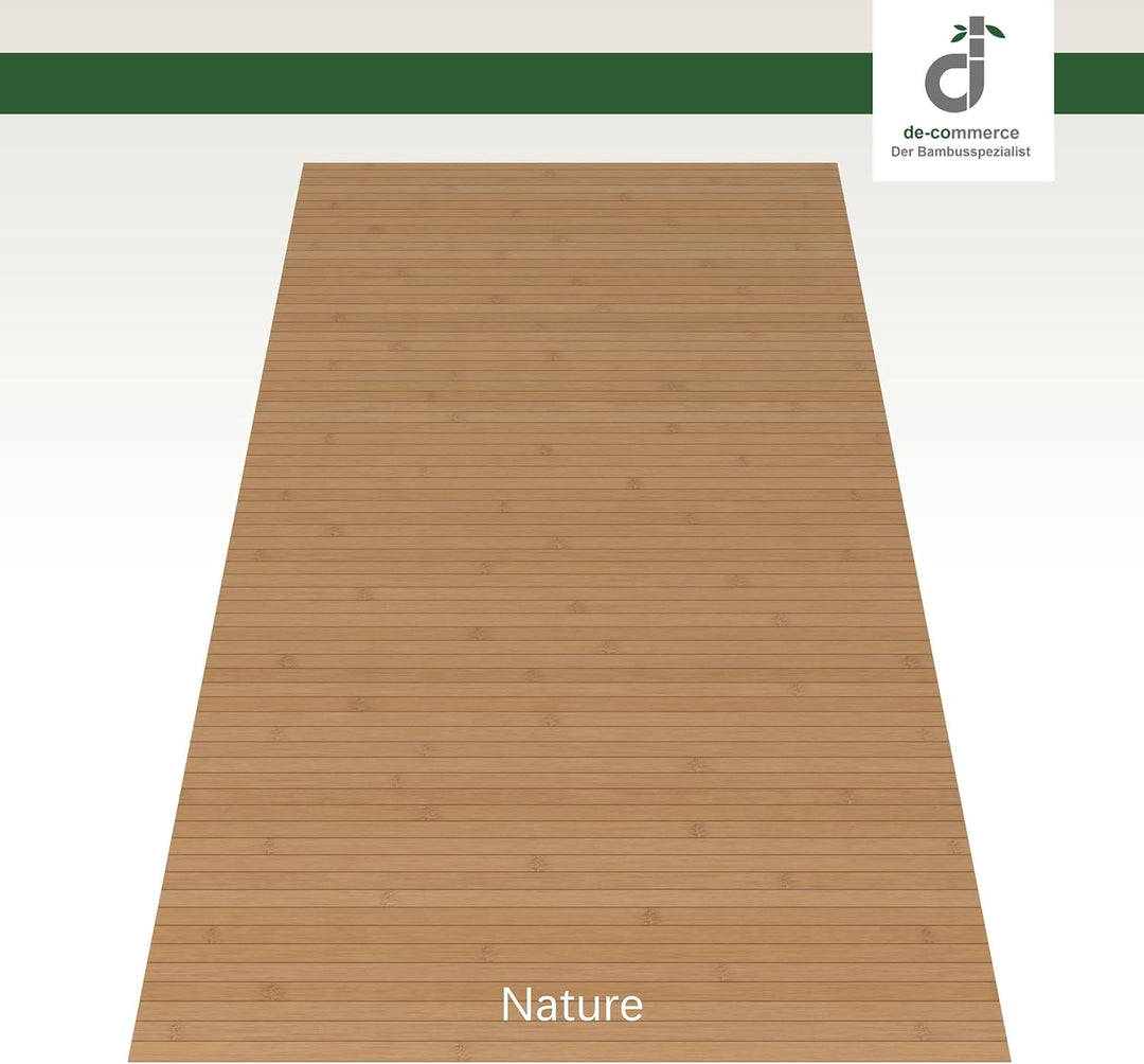 DE-COmmerce Bambusteppich Massive Nature, 200x200 cm, 17mm gehärtete Stege, Teppich ohne Bordüre, Ba