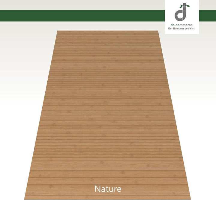 DE-COmmerce Bambusteppich Massive Nature, 200x200 cm, 17mm gehärtete Stege, Teppich ohne Bordüre, Ba