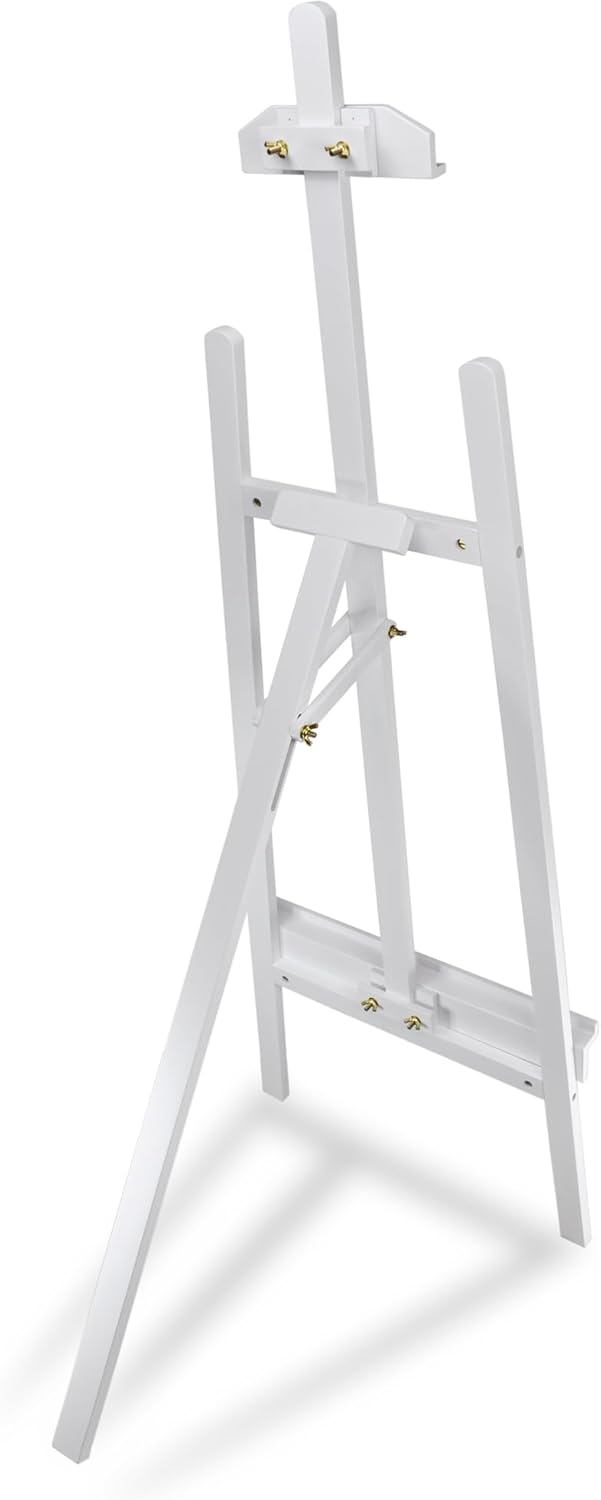 Atelier Staffelei weiss Leinwand Staffelei Holz Künstler-Bedarf Massivholz Präsentationsstaffelei Kü