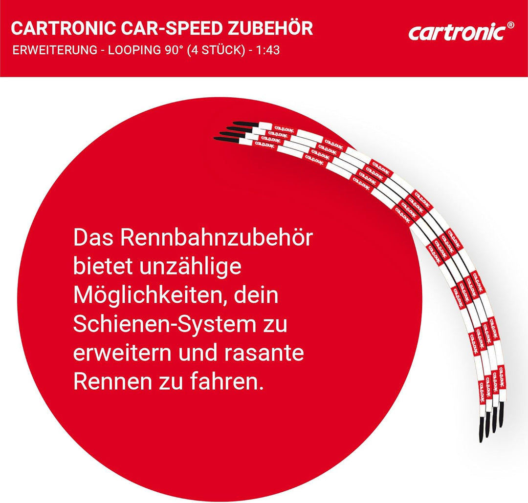 Car-Speed Looping 90°, 1-spurig (4 Looping Schienen), Massstab 1:43 - Zubehör für Cartronic Car-Spee