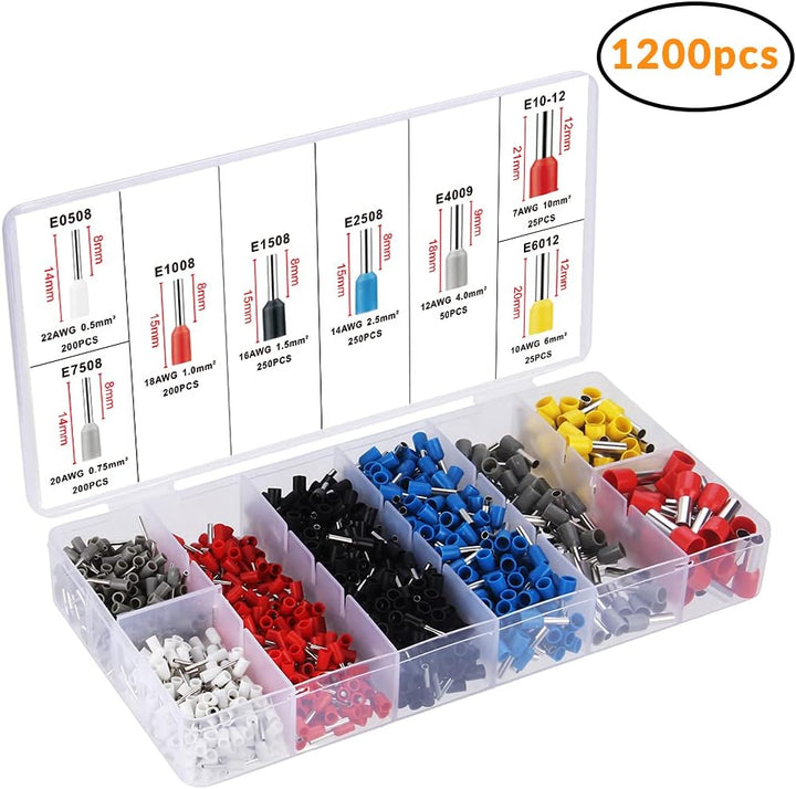Crimpzangen Aderendhülsen Set, Preciva Aderendhülsenzange mit 1200 stück Aderendhülsen Tool Kit 0,25