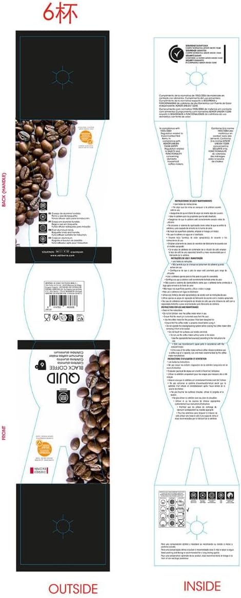 Quid Espressokocher Black Coffee für Induktion 6 Tassen, 6 Tassen