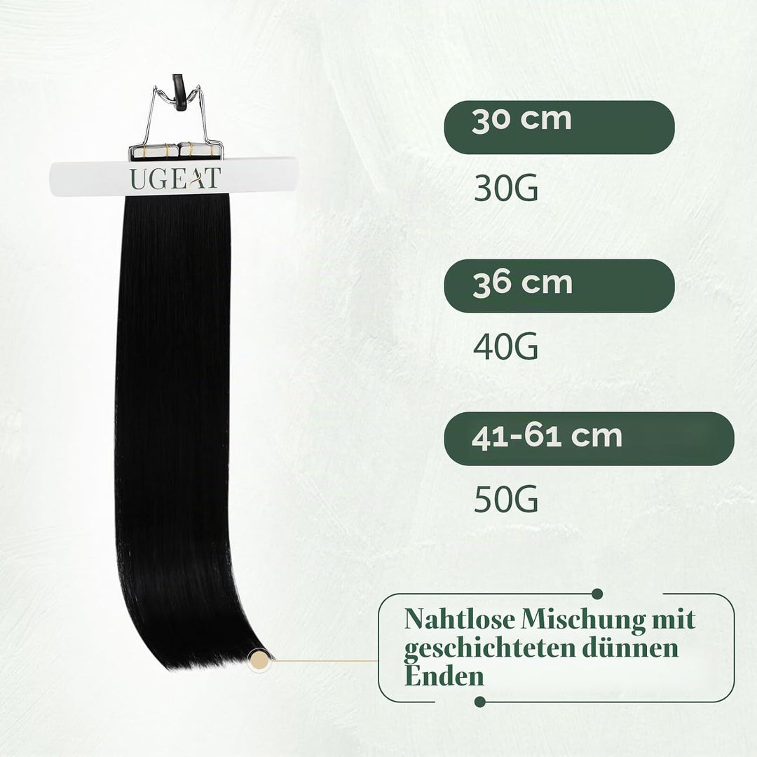 Ugeat Echthaar Extensions Tape 55cm Schwarz Echthaar Tape Extensions Echthaar Tape Schwarz Haarverlä