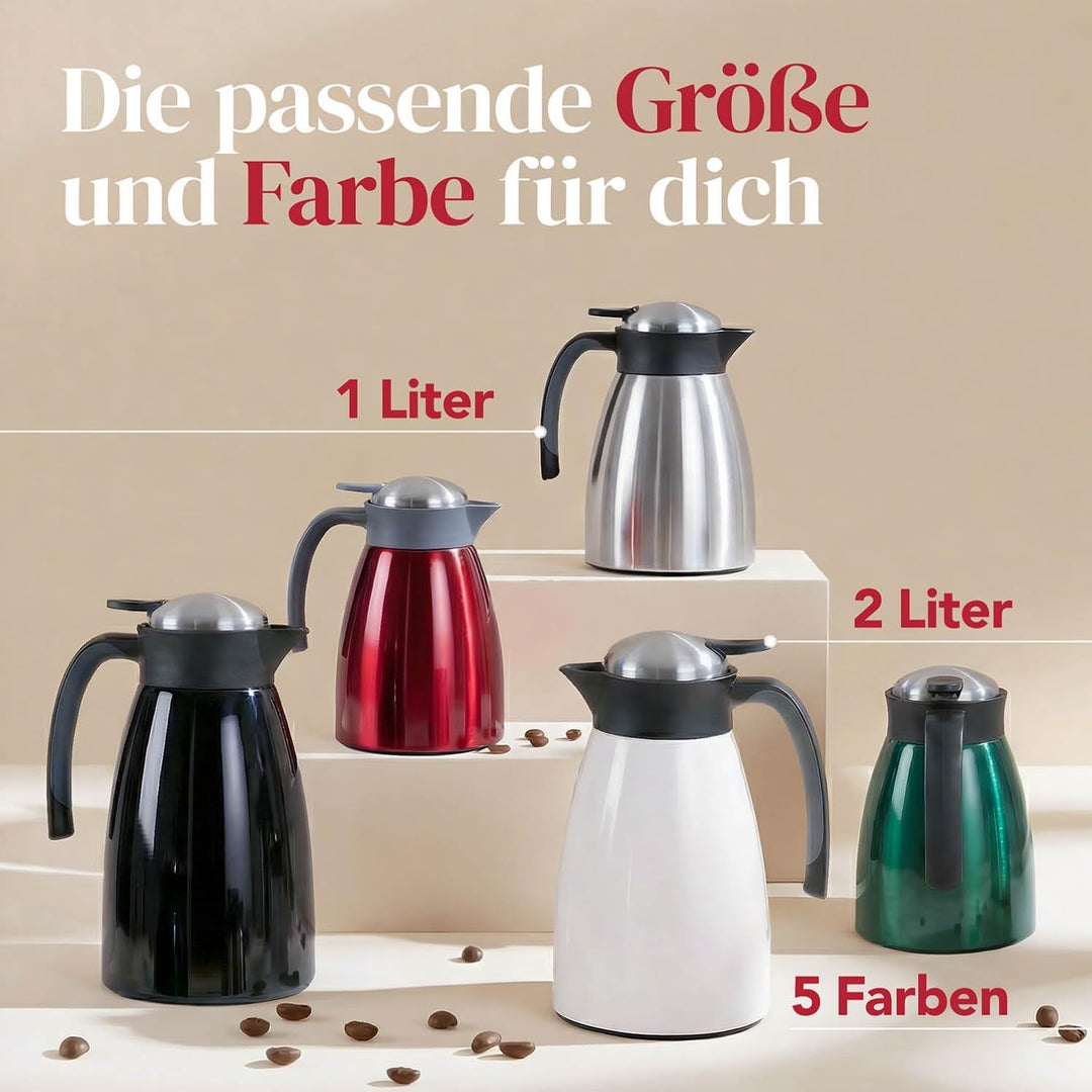 Blumtal Thermoskanne 1l - BPA-freie Teekanne mit Quick Tip Verschluss - auslaufsichere Kaffeekanne T