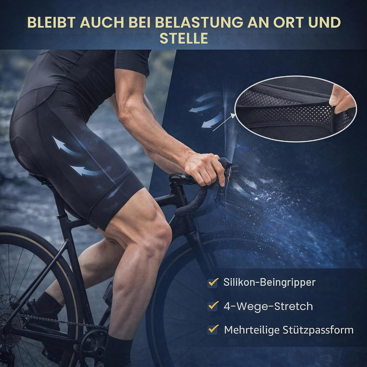 Przewalski Herren 3D gepolsterte Fahrrad-Trägerhose, Fahrrad-Trägerhose S Grau, S Grau mit Taschen