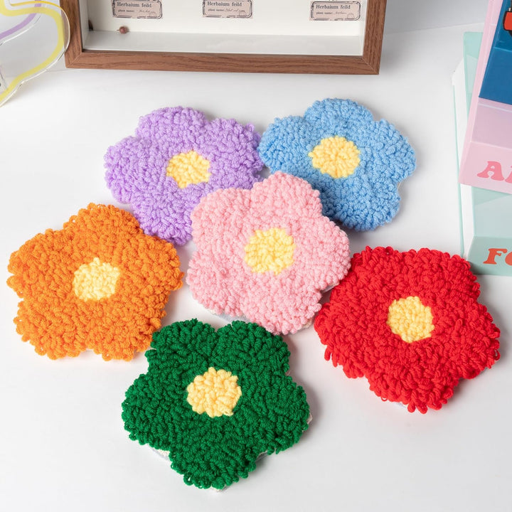 WATINC Punch Needle Untersetzer Kit Blume DIY Handwerk Stickerei Kit Easy Embroidery für Anfänger Co