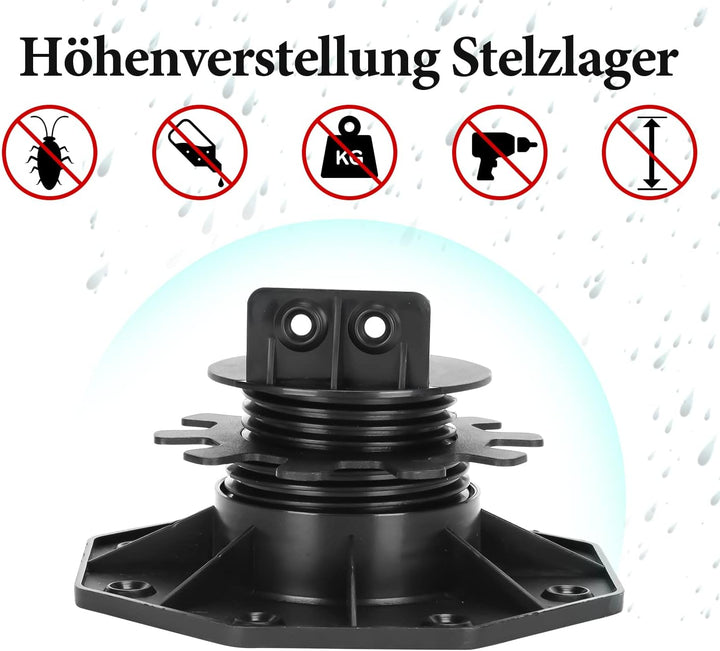 Eulenke Stelzlager 20 Stück Stellfuss höhenverstellbar 30-60mm Plattenlager - Stelzlager für Terrass