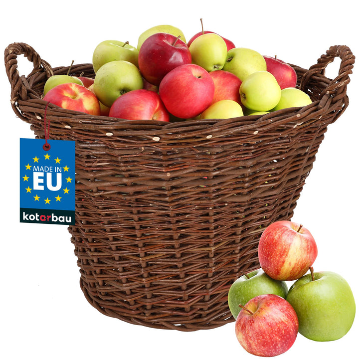 KOTARBAU® Weidenkorb mit Griffen - ø 60 cm - Blumen Korb - Aufbewahrung von Spielzeug - Holzkorb für