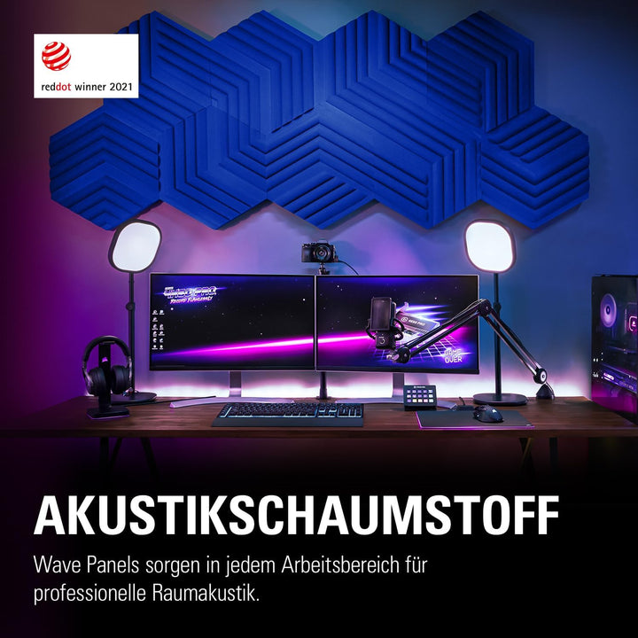 Elgato Wave Panels Starter Set (Blau) - Schalldämmende Module, Dual-Density-Schaumstoff, einzigartig