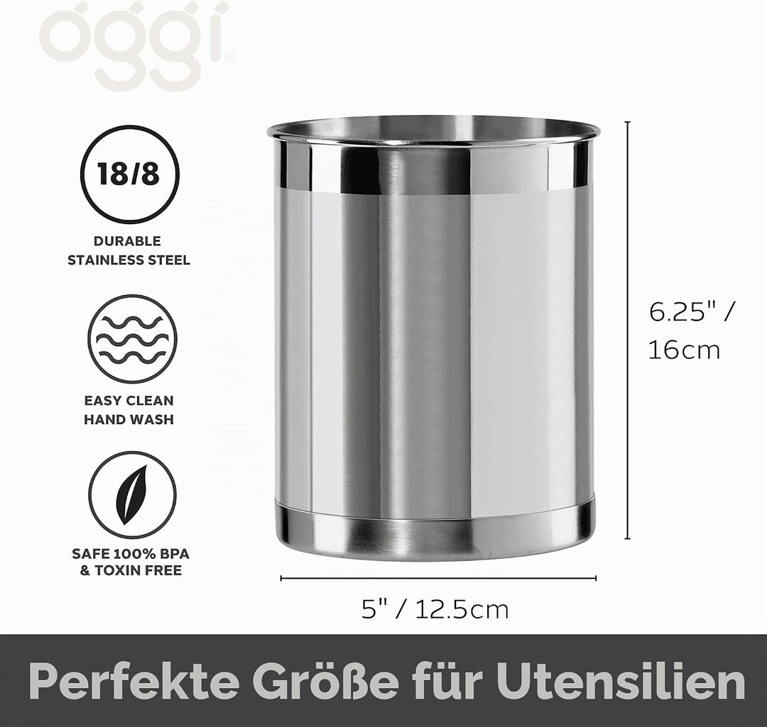 Oggi Steel Utensil Holder Utensilienbehälter, Edelstahl: 12,7 cm, Regular regulär, regulär