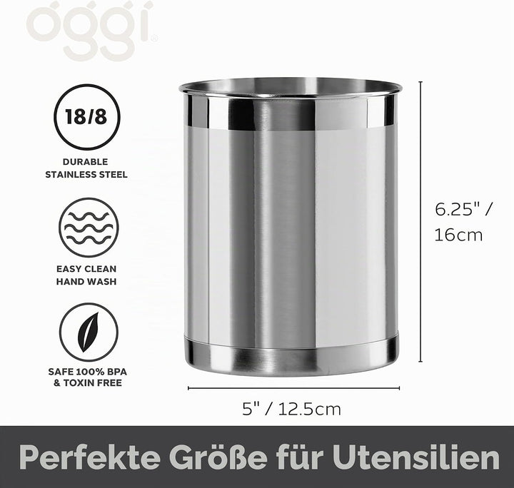 Oggi Steel Utensil Holder Utensilienbehälter, Edelstahl: 12,7 cm, Regular regulär, regulär