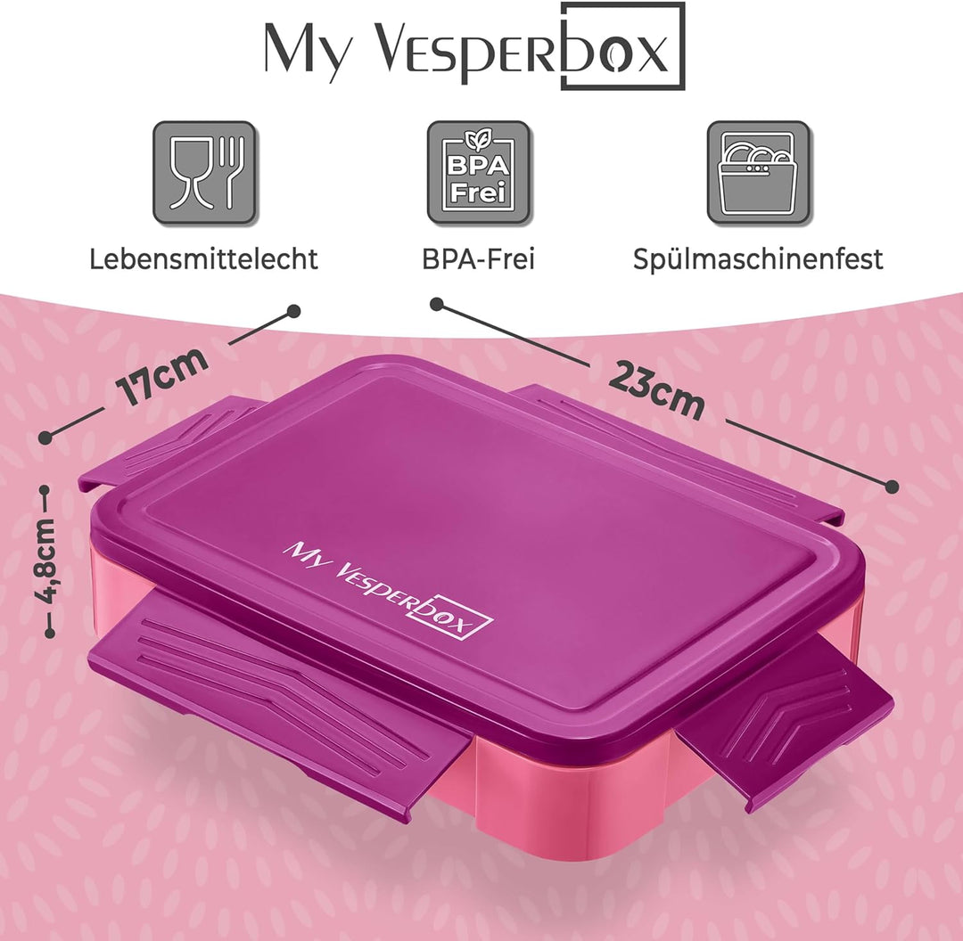 My Vesperbox® Brotdose für Kinder mit Fächern [LITE] - Lunchbox mit Trennfächern - Bento Box - Jause