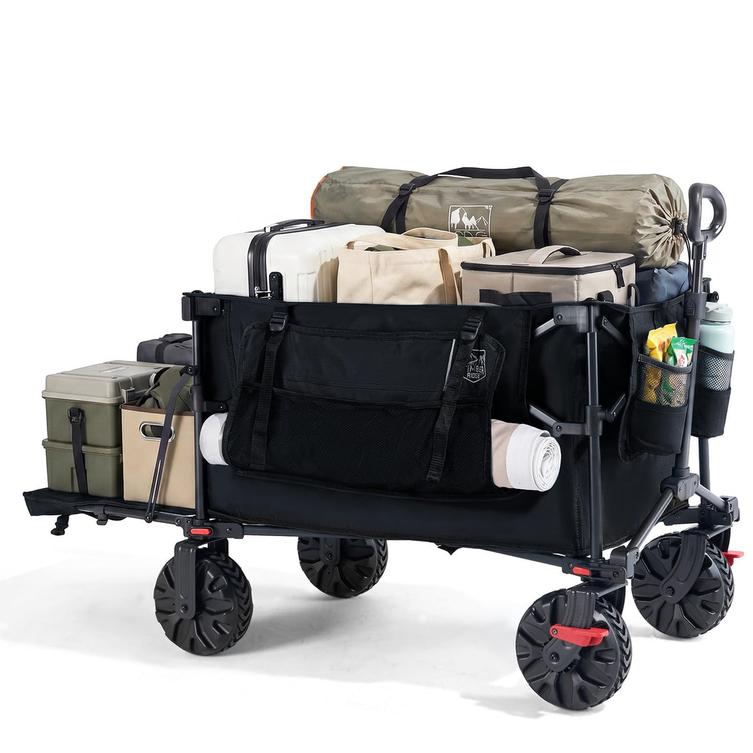 TIMBER RIDGE Bollerwagen Faltbar 400L Extra Lang mit Heckklappe und Bremsen | Strandwagen Klappbar 1