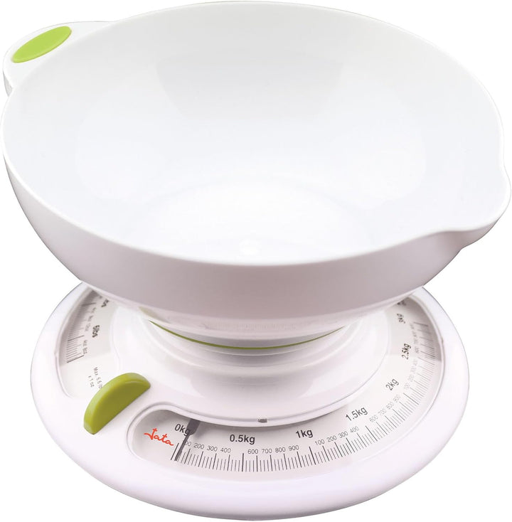 Jata Küchenwaage, Mechanische, Weiss, 2,2 kg, 200 g, Flach, Horizontal, Diät, Transparent, 1 l, Tara