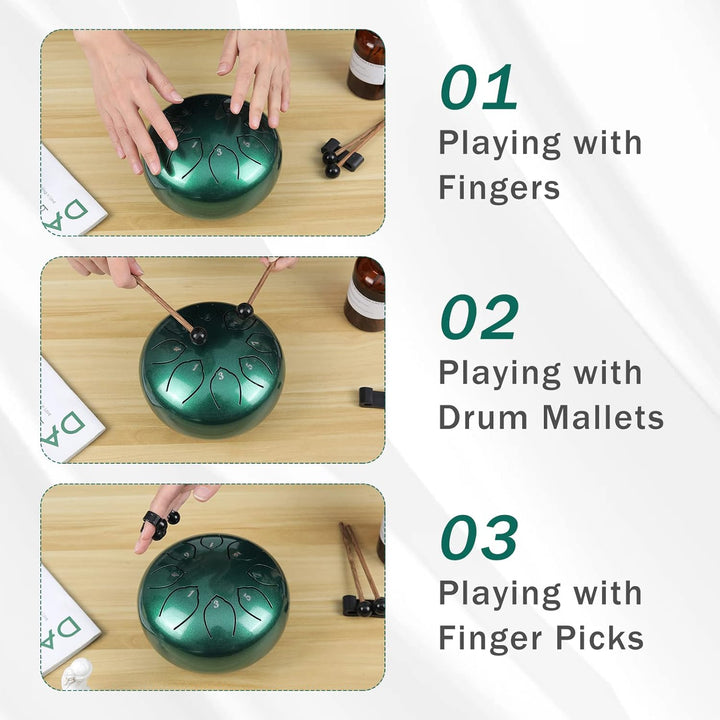 Musfunny Steel Tongue Drum Zungentrommel : 6 Zoll 8 Noten C-Dur Handpan Instrument - Stahlzungentrom