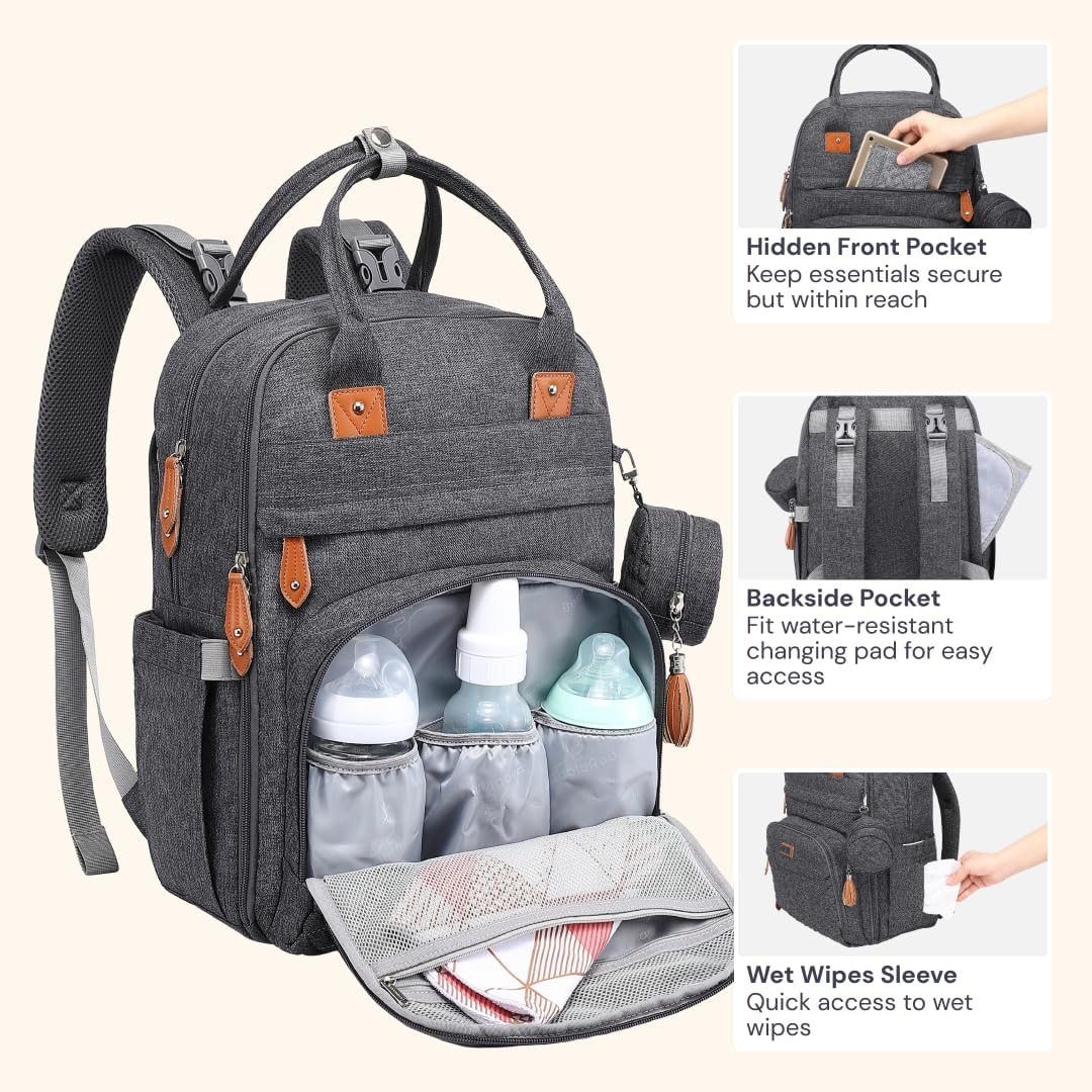 BabbleRoo Baby Wickeltasche/Rucksack, Wickelrucksack lässige Wickeltaschen, Multifunktional Grosse K