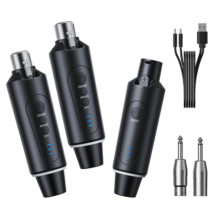 2.4G XLR Mikrofon Wireless Sender Empfänger 1 zu 2 Kabelloses Mikrofon für Dynamisches Mikrofon Kond