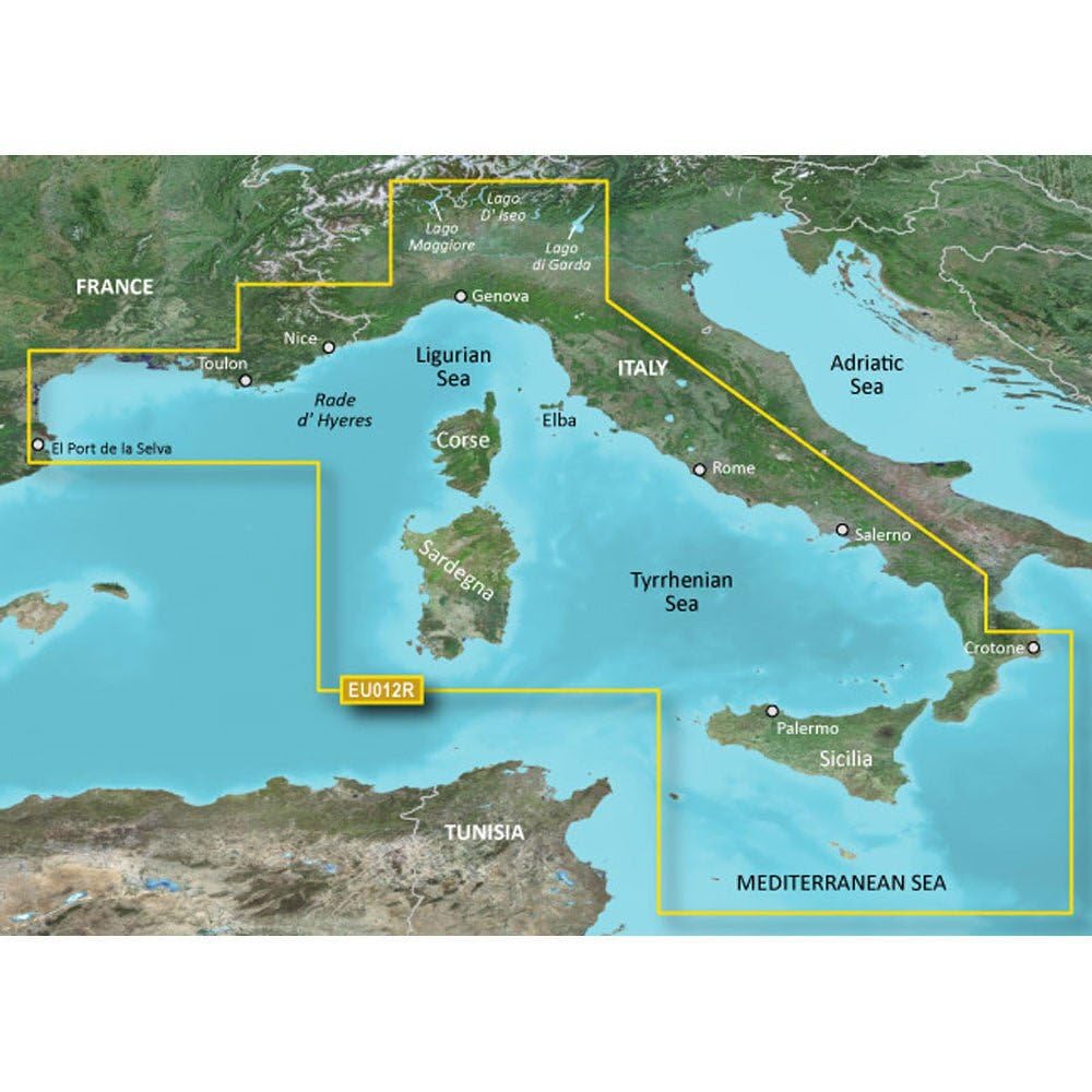 Garmin MicroSD/SD Card: HXEU012R - Mediterranean Sea, Central-West EU012R - France Italie méditérann